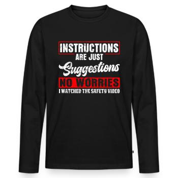 I've seen the safety video - Men's Premium Organic Long Sleeve Shirt - black - Front - Nico (187cm)