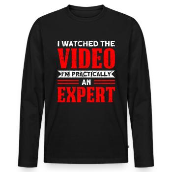 I've seen the safety video - Men's Premium Organic Long Sleeve Shirt - black - Front - Nico (187cm)