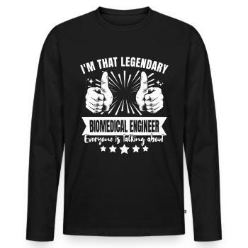 Légende légendaire de l’ingénieur biomédical - T-shirt manches longues Premium bio Homme - noir - Devant - Nico (187cm)