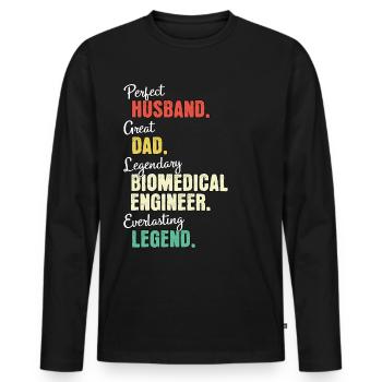 Ingénieur biomédical papa - T-shirt manches longues Premium bio Homme - noir - Devant - Nico (187cm)