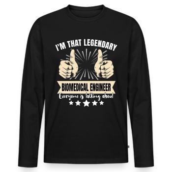 Ingénieur biomédical légendaire - T-shirt manches longues Premium bio Homme - noir - Devant - Nico (187cm)