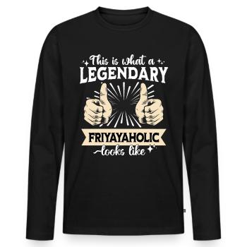 Friyayaholic légendaire - T-shirt manches longues Premium bio Homme - noir - Devant - Nico (187cm)