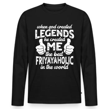 Best Friyayaholic Legend - Men's Premium Organic Long Sleeve Shirt - black - Front - Nico (187cm)
