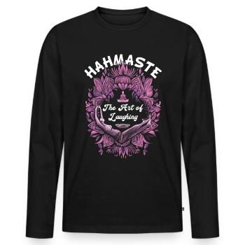 Meditation Funny Laughter Yoga - Men's Premium Organic Long Sleeve Shirt - black - Front - Nico (187cm)