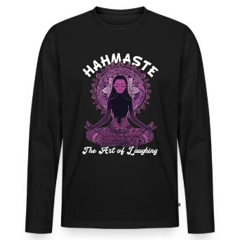 Meditation Funny Laughter Yoga - Men's Premium Organic Long Sleeve Shirt - black - Front - Nico (187cm)