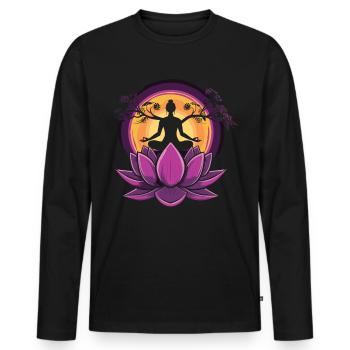 Meditation Funny Laughter Yoga - Men's Premium Organic Long Sleeve Shirt - black - Front - Nico (187cm)