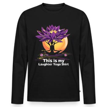 Meditation Funny Laughter Yoga - Men's Premium Organic Long Sleeve Shirt - black - Front - Nico (187cm)