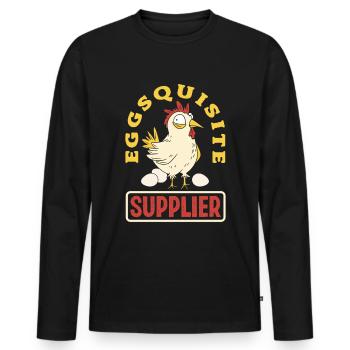 Unterstützen Sie lokale Eierhändler - Männer Premium Bio Langarmshirt - Schwarz - Vorne - Nico (187cm)