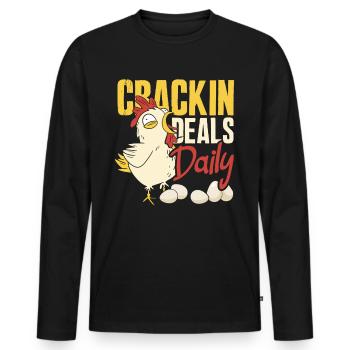Unterstützen Sie lokale Eierhändler - Männer Premium Bio Langarmshirt - Schwarz - Vorne - Nico (187cm)