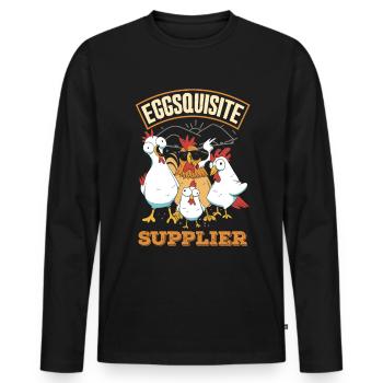 Unterstützen Sie lokale Eierhändler - Männer Premium Bio Langarmshirt - Schwarz - Vorne - Nico (187cm)