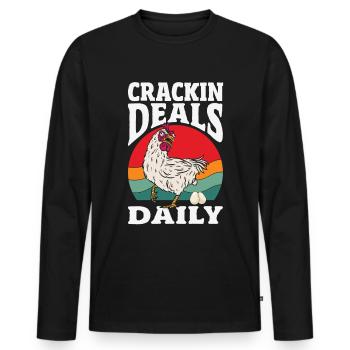 Unterstützen Sie lokale Eierhändler - Männer Premium Bio Langarmshirt - Schwarz - Vorne - Nico (187cm)