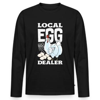 Unterstützen Sie lokale Eierhändler - Männer Premium Bio Langarmshirt - Schwarz - Vorne - Nico (187cm)
