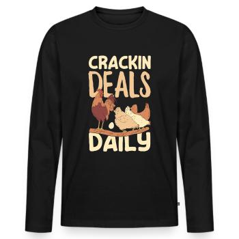 Unterstützen Sie lokale Eierhändler - Männer Premium Bio Langarmshirt - Schwarz - Vorne - Nico (187cm)