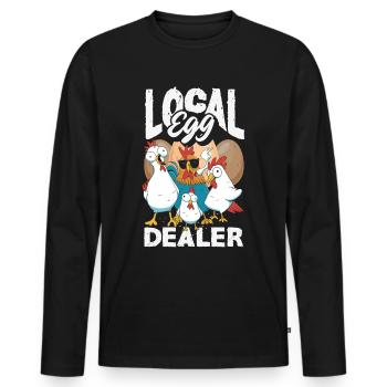 Unterstützen Sie lokale Eierhändler - Männer Premium Bio Langarmshirt - Schwarz - Vorne - Nico (187cm)
