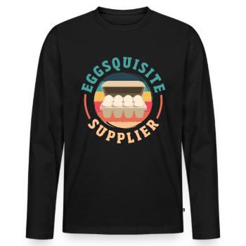 Unterstützen Sie lokale Eierhändler - Männer Premium Bio Langarmshirt - Schwarz - Vorne - Nico (187cm)