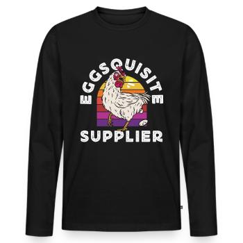 Unterstützen Sie lokale Eierhändler - Männer Premium Bio Langarmshirt - Schwarz - Vorne - Nico (187cm)