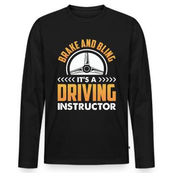 Driving School Driving Instructor - Men's Premium Organic Long Sleeve Shirt - black - Front - Nico (187cm)