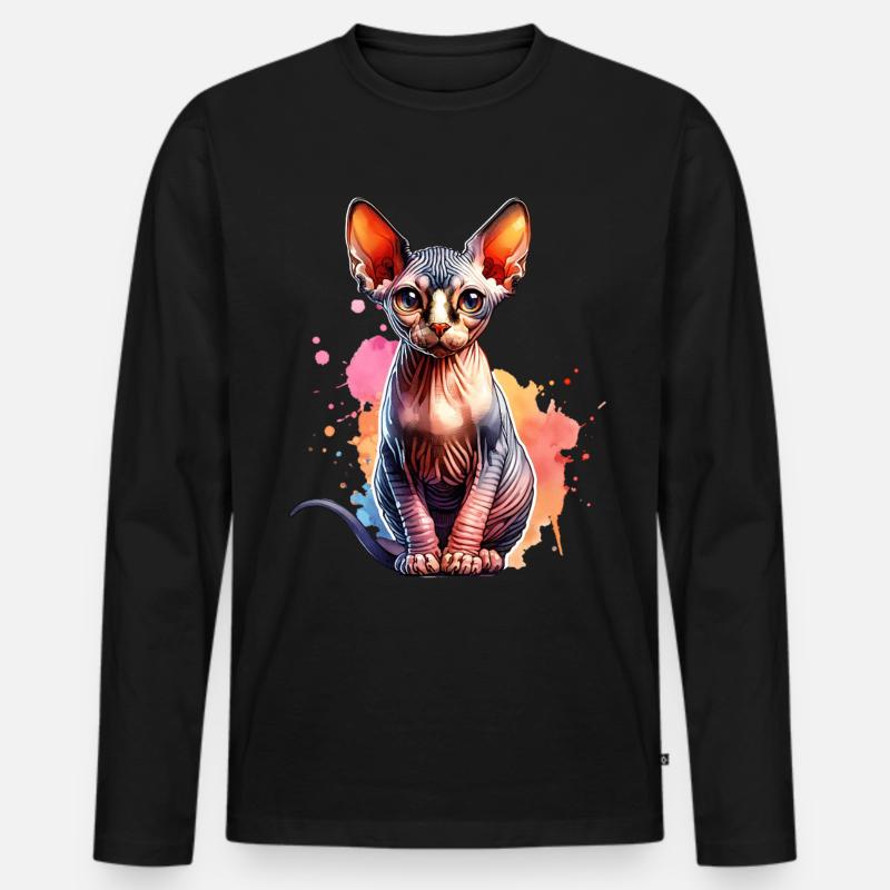 Sphynxkatze Geschenk - Männer Premium Bio Langarmshirt - Schwarz