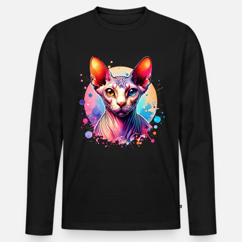 Sphynxkatze Motiv - Männer Premium Bio Langarmshirt - Schwarz