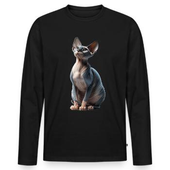 Sphynxkatze Sphynx Cat - Männer Premium Bio Langarmshirt - Schwarz - Vorne - Nico (187cm)