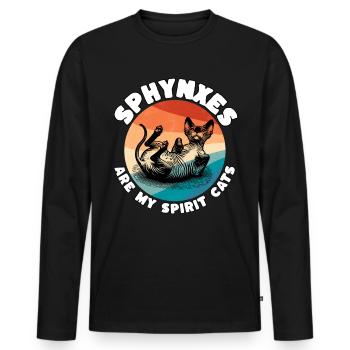Sphynxkatze Sprüche Nacktkatze - Männer Premium Bio Langarmshirt - Schwarz - Vorne - Nico (187cm)