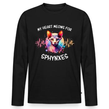 Sphynxkatze Herzlinie Nacktkatze - Männer Premium Bio Langarmshirt - Schwarz - Vorne - Nico (187cm)