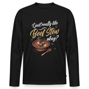 Nourriture drôle de Thanksgiving -fans Meme - T-shirt manches longues Premium bio Homme - noir - Devant - Nico (187cm)