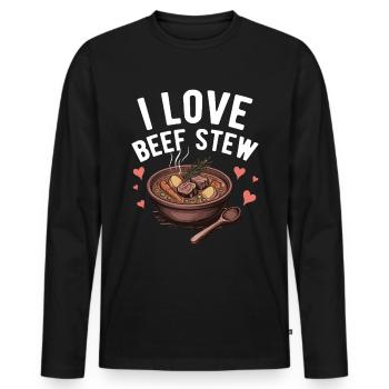 Nourriture drôle de Thanksgiving -fans Meme - T-shirt manches longues Premium bio Homme - noir - Devant - Nico (187cm)