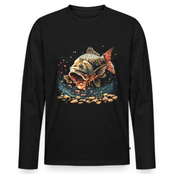 Pêche à la ligne Pêche Poisson carpe Poisson Karpfen - T-shirt manches longues Premium bio Homme - noir - Devant - Nico (187cm)