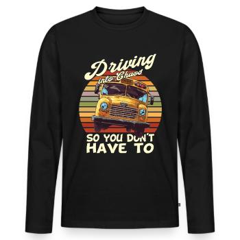 Chaos Transport School Bus Driver - Men's Premium Organic Long Sleeve Shirt - black - Front - Nico (187cm)