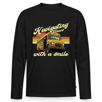Chaos Transport School Bus Driver - Men's Premium Organic Long Sleeve Shirt - black - Front - Nico (187cm)