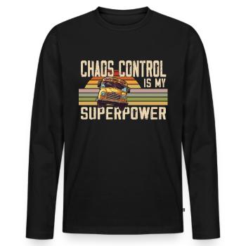 Chaos Transport School Bus Driver - Men's Premium Organic Long Sleeve Shirt - black - Front - Nico (187cm)