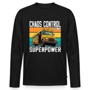 Chaos Transport School Bus Driver - Men's Premium Organic Long Sleeve Shirt - black - Front - Nico (187cm)