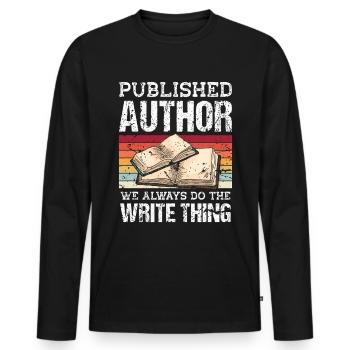 Writer Writing Novels Author - Men's Premium Organic Long Sleeve Shirt - black - Front - Nico (187cm)