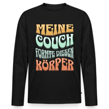 Meine Couch Formte Diesen Körper - Männer Premium Bio Langarmshirt - Schwarz - Vorne - Nico (187cm)