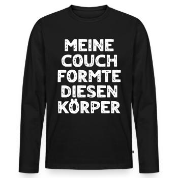 Meine Couch Formte Diesen Körper - Männer Premium Bio Langarmshirt - Schwarz - Vorne - Nico (187cm)