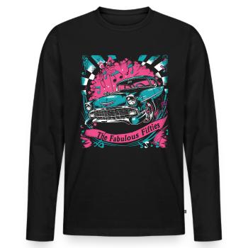 Fifties 1950s Car Music - Men's Premium Organic Long Sleeve Shirt - black - Front - Nico (187cm)