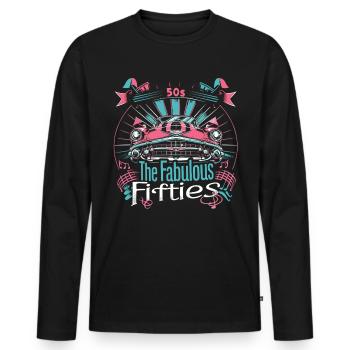 Fifties 1950s Car Music - Men's Premium Organic Long Sleeve Shirt - black - Front - Nico (187cm)