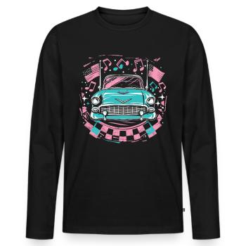 Fifties 1950s Car Music - Men's Premium Organic Long Sleeve Shirt - black - Front - Nico (187cm)