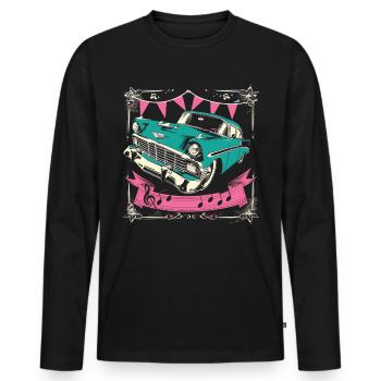 Fifties 1950s Car Music - Men's Premium Organic Long Sleeve Shirt - black - Front - Nico (187cm)