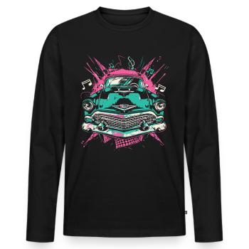 Fifties 1950s Car Music - Men's Premium Organic Long Sleeve Shirt - black - Front - Nico (187cm)