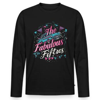 Fifties 1950s Car Music - Men's Premium Organic Long Sleeve Shirt - black - Front - Nico (187cm)