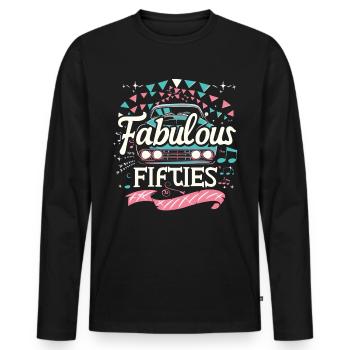 Fifties 1950s Car Music - Men's Premium Organic Long Sleeve Shirt - black - Front - Nico (187cm)