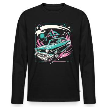 Fifties 1950s Car Music - Men's Premium Organic Long Sleeve Shirt - black - Front - Nico (187cm)