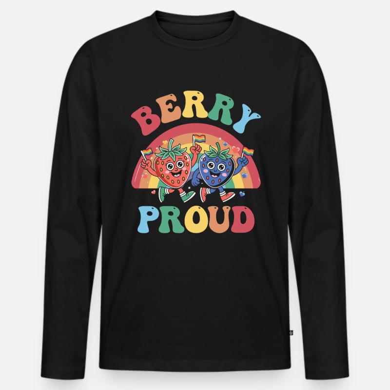 Fruchtig-lesbischer LGBT-Stolz-Monat - Männer Premium Bio Langarmshirt - Schwarz