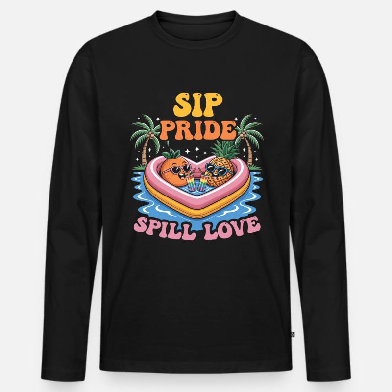 Fruchtig-lesbischer LGBT-Stolz-Monat - Männer Premium Bio Langarmshirt - Schwarz