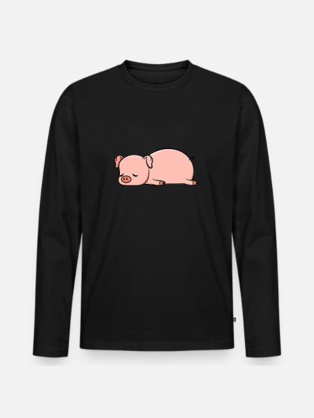 Sleeping pig - comic - Men's Premium Organic Long Sleeve Shirt - black