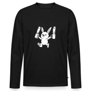 Lapin avec tronçonneuse - tronçonneuse lapin - T-shirt manches longues Premium bio Homme - noir - Devant - Nico (187cm)