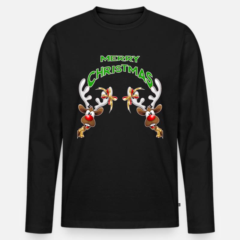 FRÖHLICHE WEIHNACHTEN - Männer Premium Bio Langarmshirt - Schwarz