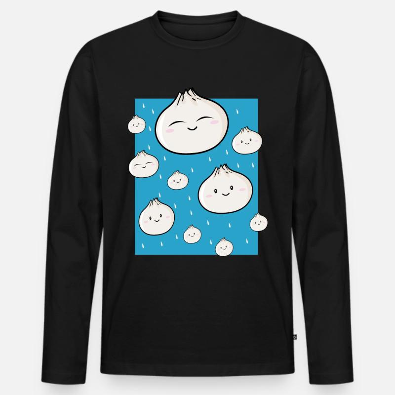 Dumplings Regen - Männer Premium Bio Langarmshirt - Schwarz
